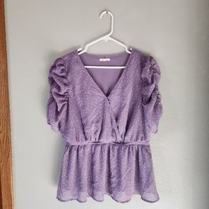 Maurices Purple Polka Dot Blouse